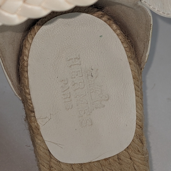 Hermes | Criss-Cross Espadrille Ankle Strap Wooden Wedges Women's Size 5 - Picture 8 of 8